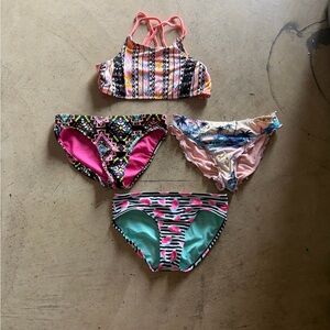 Girls' Mixed Bikini Set - Bright Multicolor Prints (4 Pieces)